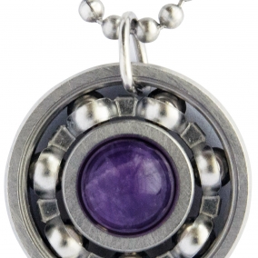 Amethyst Roller Derby Skate Bearing Pendant Necklace