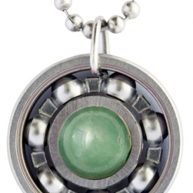 Aventurine Roller Derby Skate Bearing Pendant Necklace