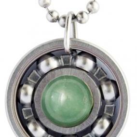 Aventurine Roller Derby Skate Bearing Pendant Necklace