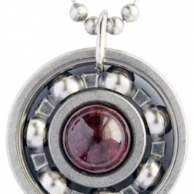 Garnet Roller Derby Skate Bearing Pendant Necklace