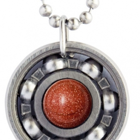 Goldstone Roller Derby Skate Bearing Pendant Necklace