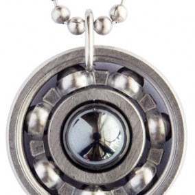 Hematite Roller Derby Skate Bearing Pendant Necklace