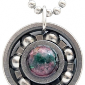 Mermaid Jade Roller Derby Skate Bearing Pendant Necklace
