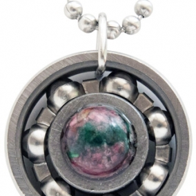 Mermaid Jade Roller Derby Skate Bearing Pendant Necklace
