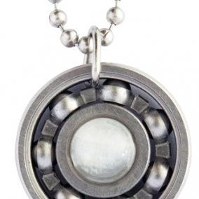 Moonstone Roller Derby Skate Bearing Pendant Necklace