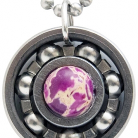 Purple Sea Sediment Roller Derby Skate Bearing Pendant Necklace