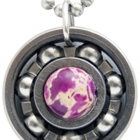 Purple Sea Sediment Roller Derby Skate Bearing Pendant Necklace