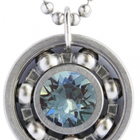 Indian Sapphire Crystal Roller Derby Skate Bearing Pendant Necklace