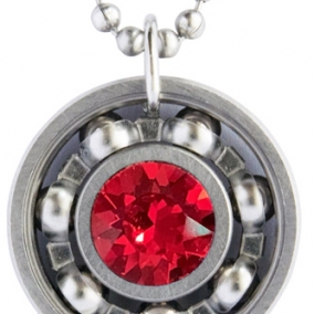 Light Siam Crystal Roller Derby Skate Bearing Pendant Necklace