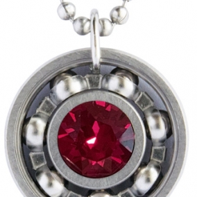 Siam Crystal Roller Derby Skate Bearing Pendant Necklace