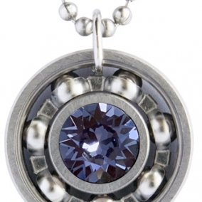 Tanzanite Crystal Roller Derby Skate Bearing Pendant Necklace
