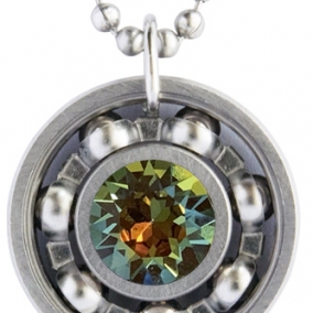 Volcano Crystal Roller Derby Skate Bearing Pendant Necklace