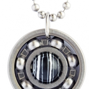 Team Zebra Roller Derby Skate Bearing Pendant Necklace